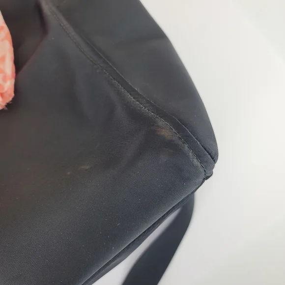 Kate Spade black diaper back, Peachy coral wrapped handles - Picture 4 of 11